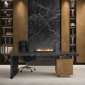 Panoramic Brass Porcelain ThinSlab Installed Panoramic Porcelain Brass Installed - Daltile